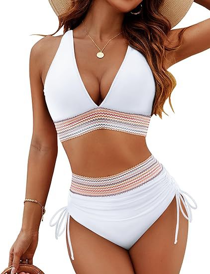 🔥S~4XL disponible🔥2025 Conjuntos de bikini de cintura alta y control de abdomen en bloque de color.