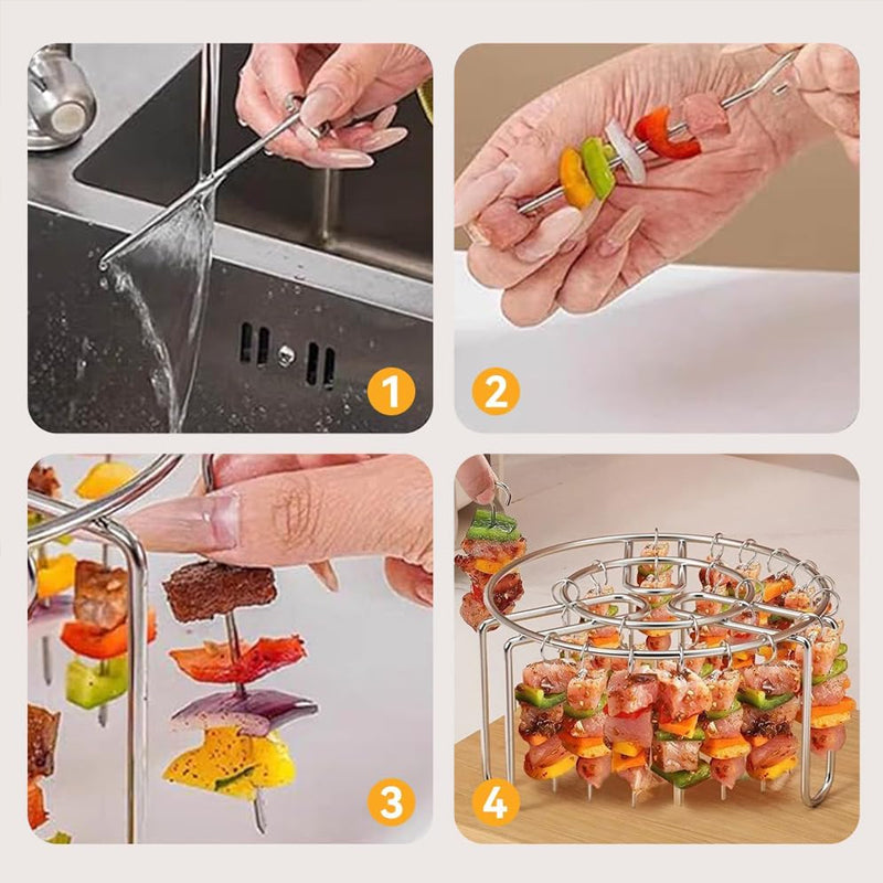 🔥 Soporte Vertical para Brochetas de Freidora de Aire – Porta Brochetas de Acero Inoxidable para Freidoras de Aire, Hornos y Brochetas Caseras de Barbacoa 🍢