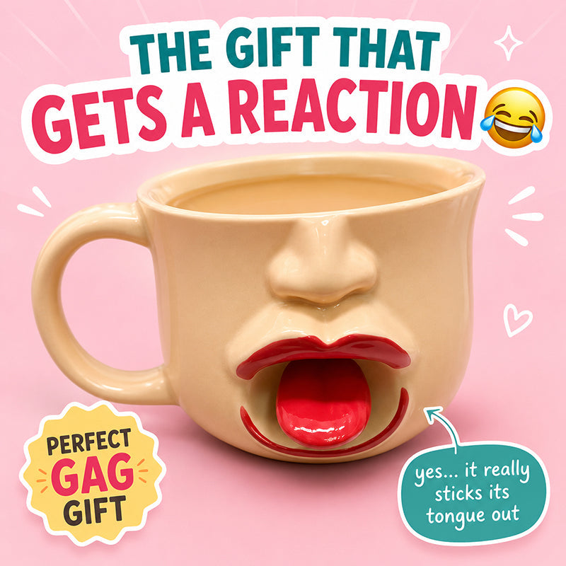 ☕ Taza de cerámica con diseño abstracto original de lengua