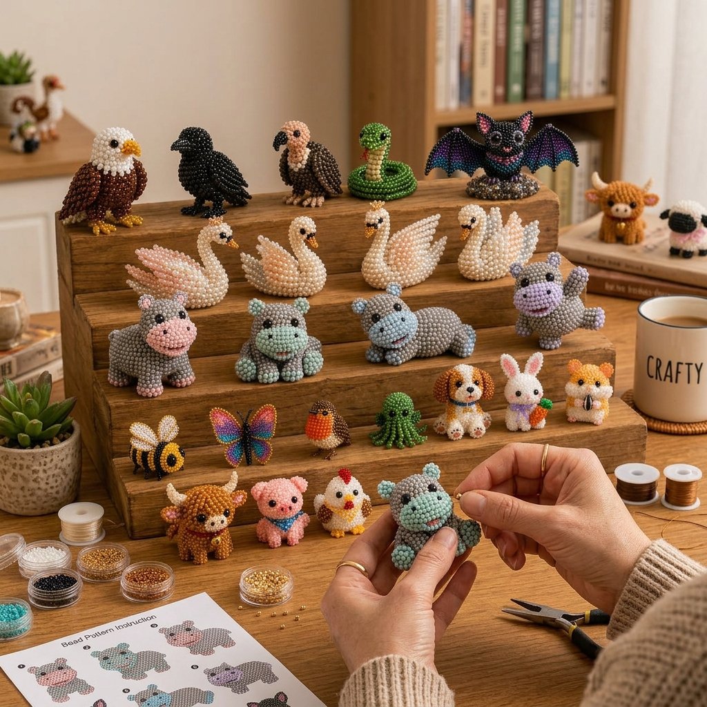 🧵✨ Kit de bricolaje de pequeños animales con cuentas 3D