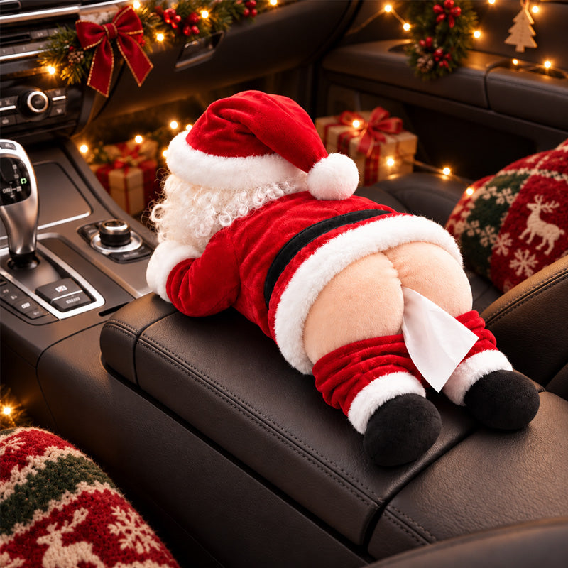 🎅 Funda para caja de pañuelos con el trasero del divertido Papá Noel 🍑