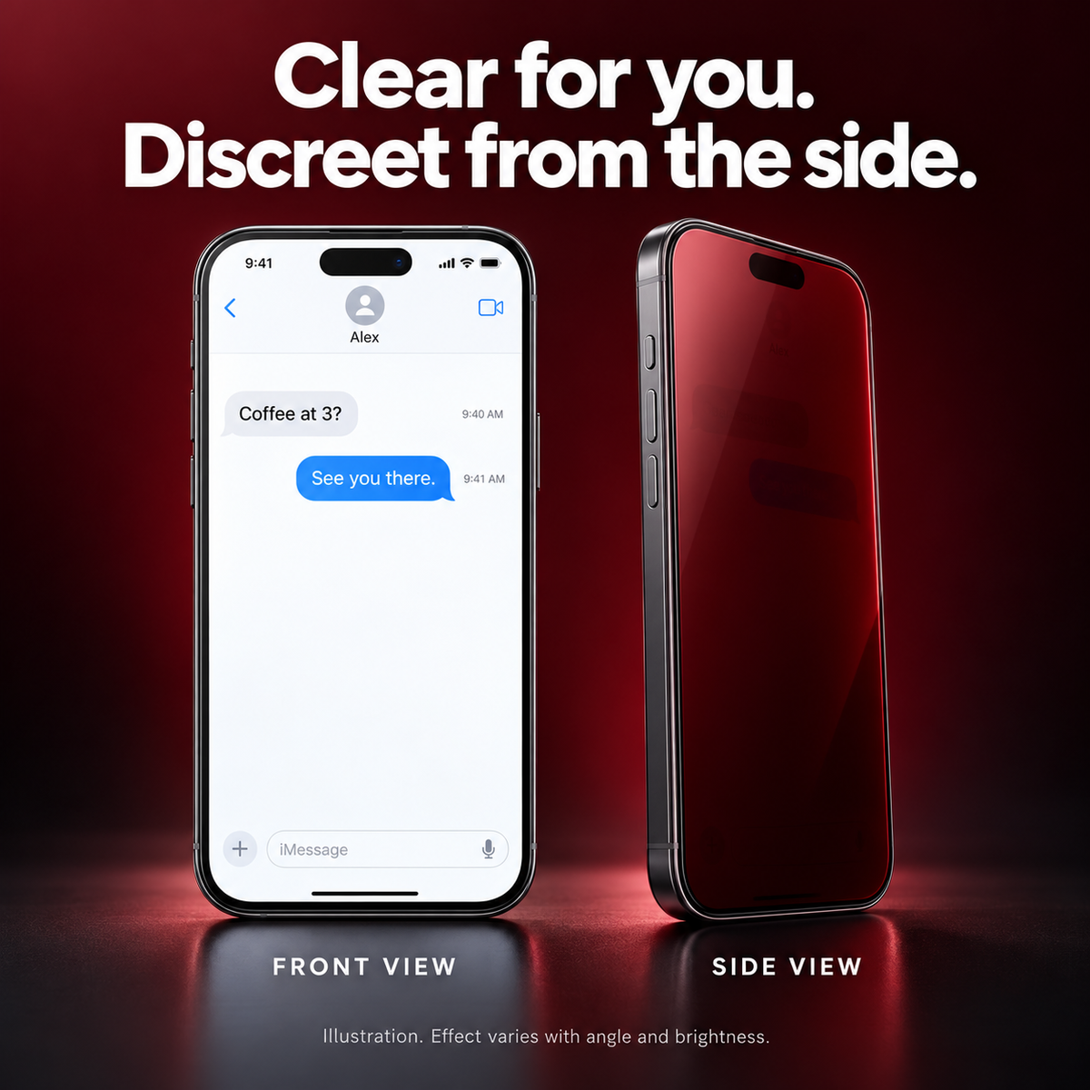 3 unidades🛡️ Protector de pantalla de privacidad con brillo rojo (cristal templado) para iPhone ✨