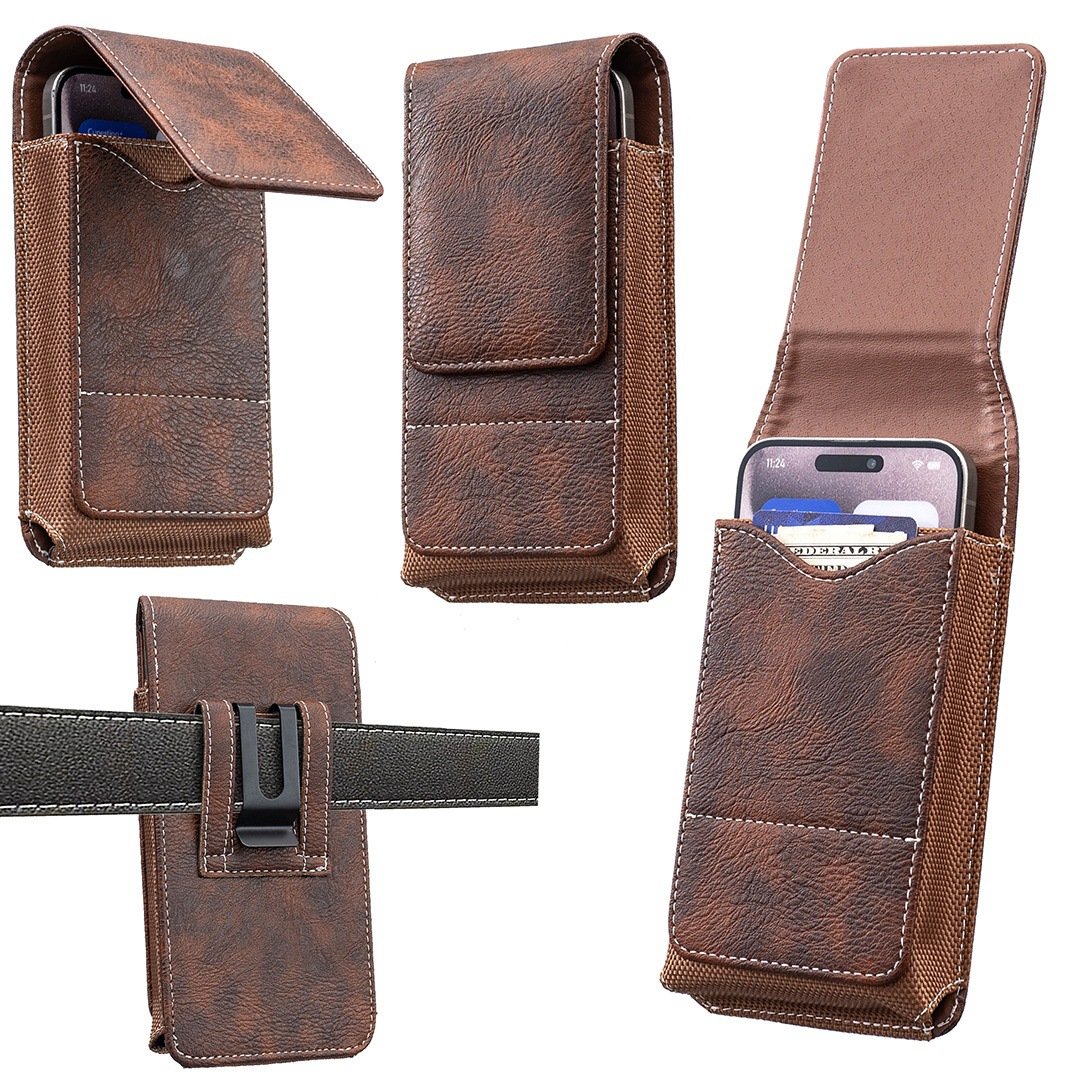 ⚡Gran Descuento | Funda Móvil para Cinturón 📱 Funda de Piel con Múltiples Bolsillos y Portatarjetas