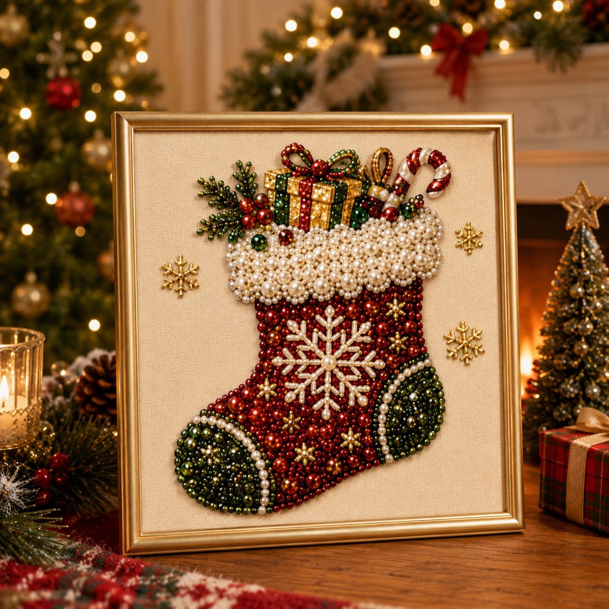 🧘Relajante y apto para principiantes - 🎨💎Kit de arte de pintura de diamantes con perlas navideña DIY