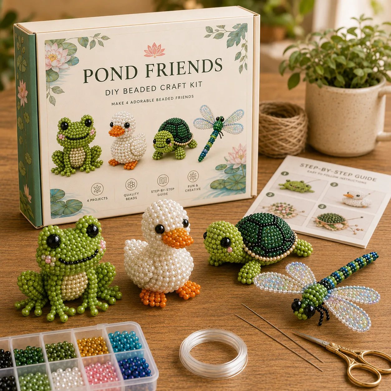 🧵✨ Kit de bricolaje de pequeños animales con cuentas 3D