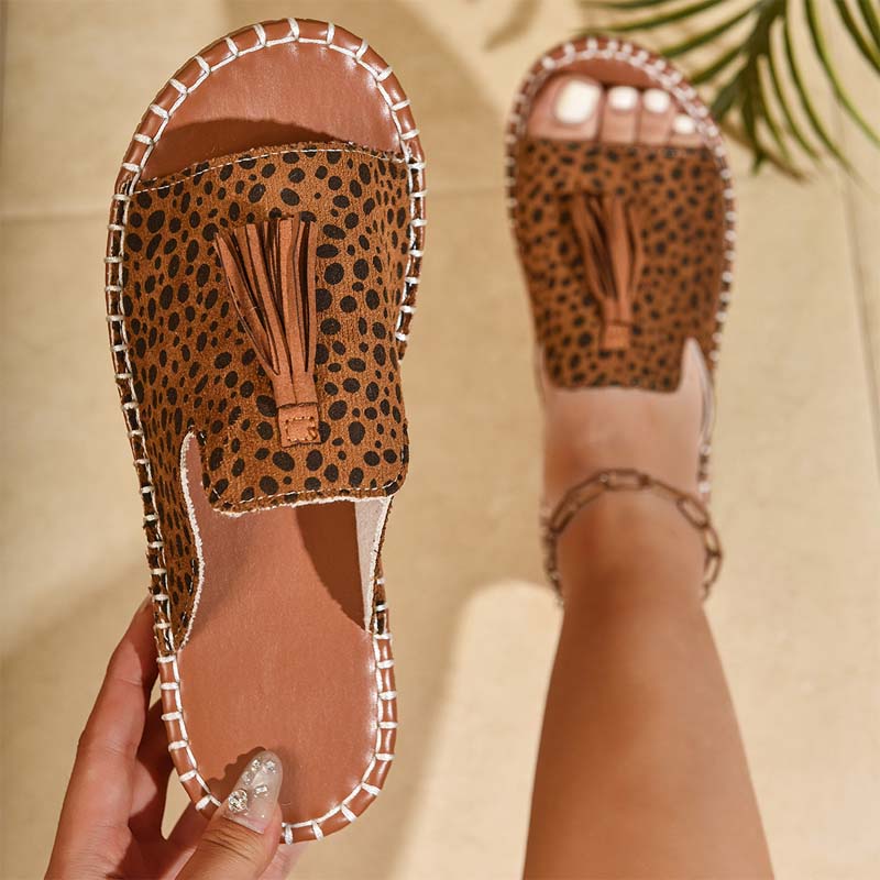 🌞Sandalias planas con borlas bohemias