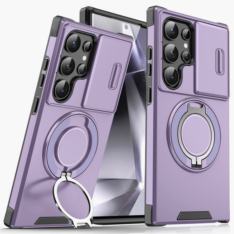 Caso blindado para Galaxy S Serie 🛡️ Protector deslizante de cámara y anillo 360° 🧲 Función magnética