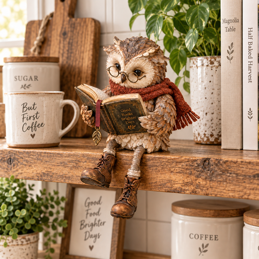 🦉 Figura de Búho Leyendo