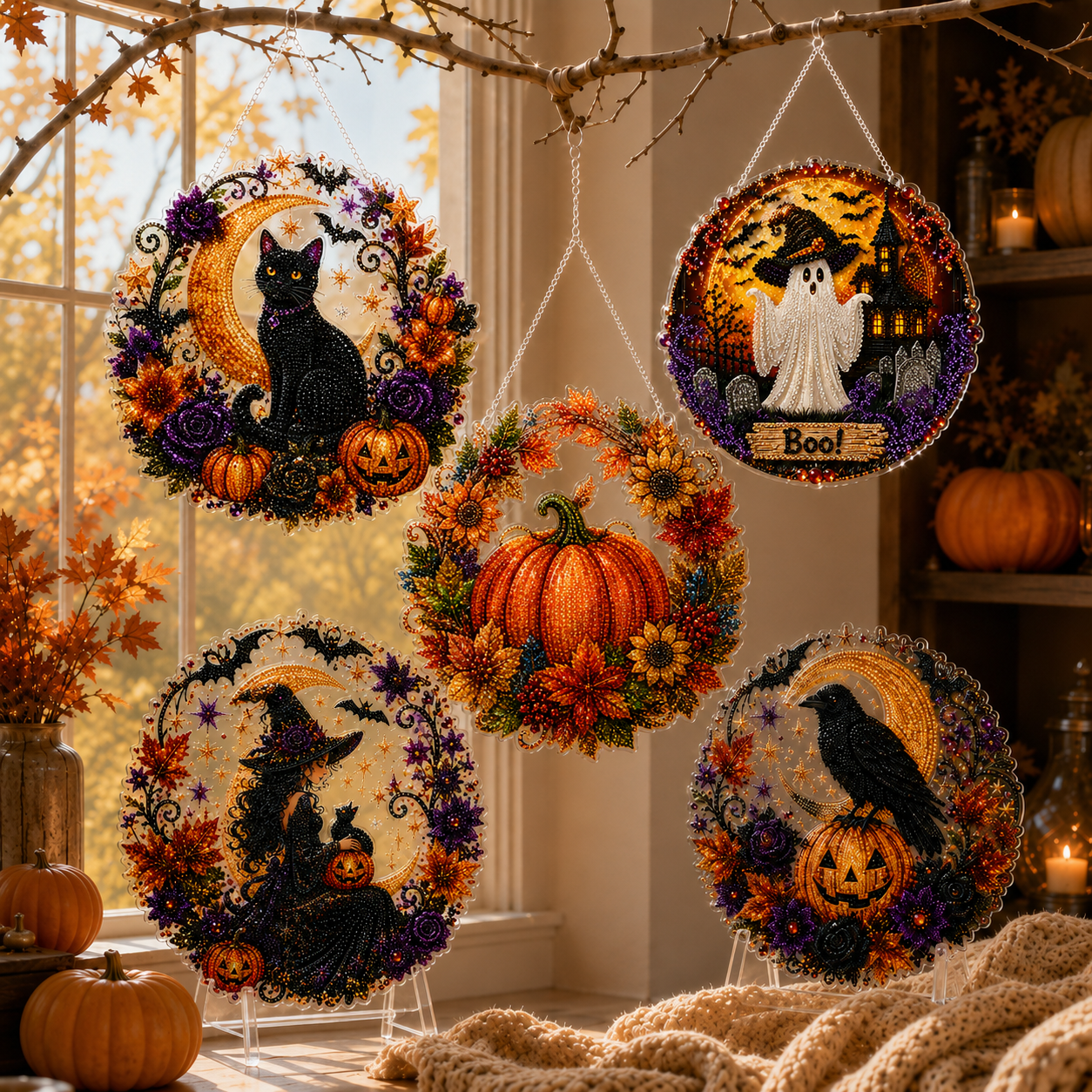 🌙 ¡Dale vida a tus ventanas! Decoración mágica y acogedora de Halloween 🔮