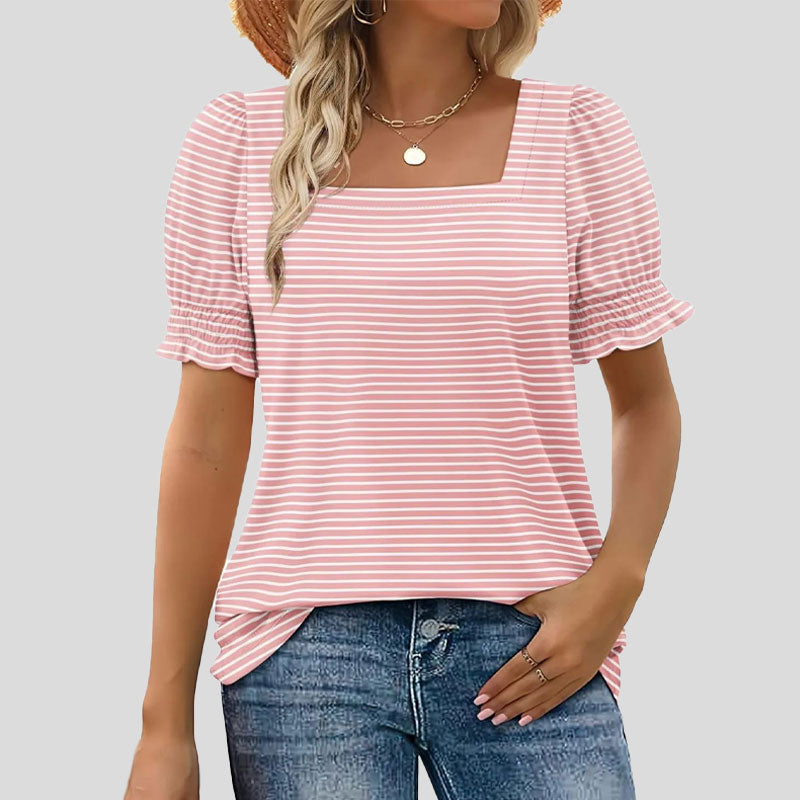 🌸Camiseta de manga pétalo con cuello en