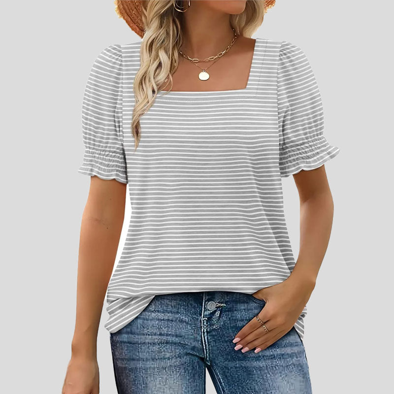 🌸Camiseta de manga pétalo con cuello en