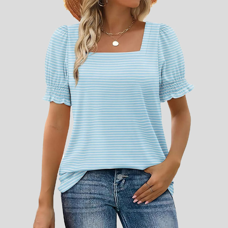 🌸Camiseta de manga pétalo con cuello en