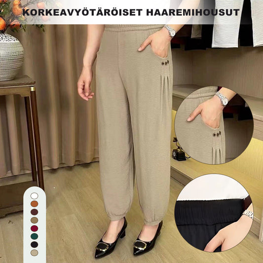 Pantalón harén de talle alto con cintura descendente de piel de hiel