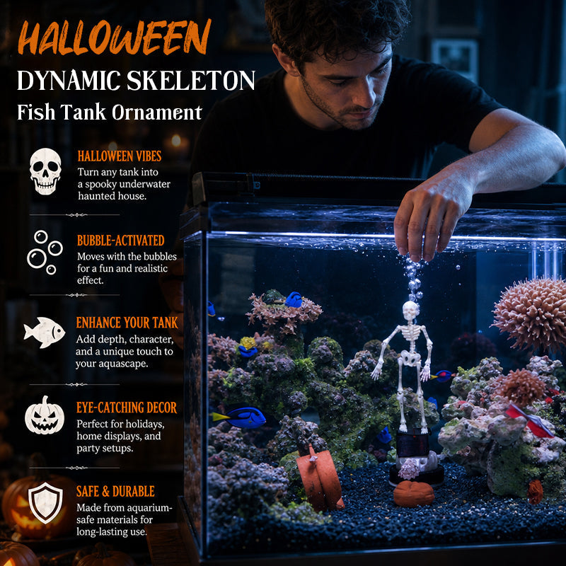 💀 Esqueleto Dinámico Halloween para Pecera, Decoración Accionada por Aire 🐠