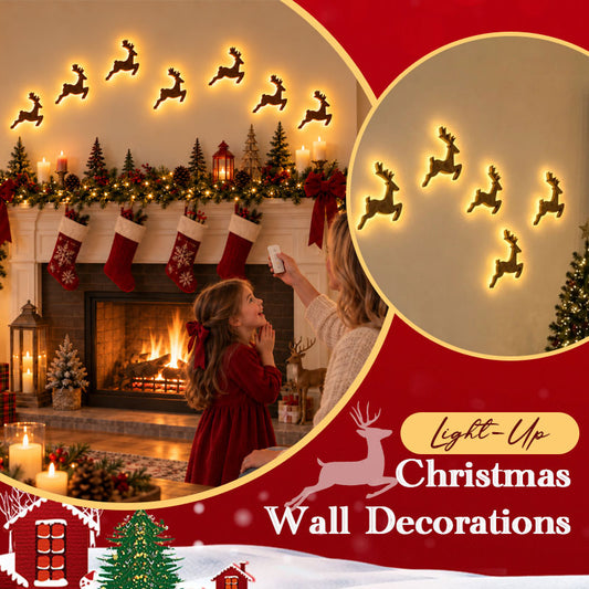 🦌✨ Decoración de pared LED de Navidad — Luces festivas de pared que emiten un brillo cálido