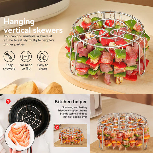 🔥 Soporte Vertical para Brochetas de Freidora de Aire – Porta Brochetas de Acero Inoxidable para Freidoras de Aire, Hornos y Brochetas Caseras de Barbacoa 🍢