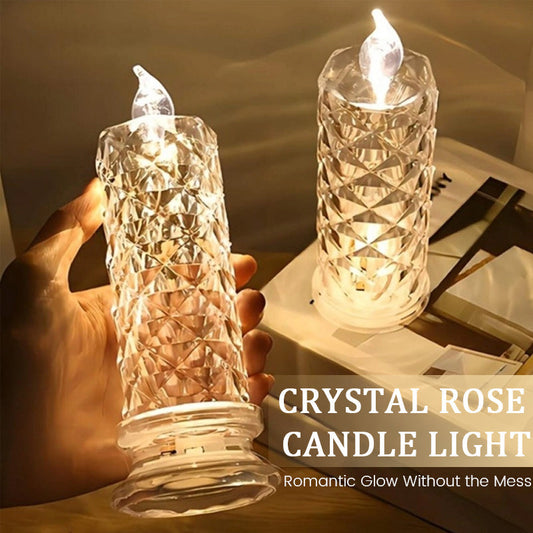 ✨ Crystal Rose Candle Light – Romantisk glød uten søl