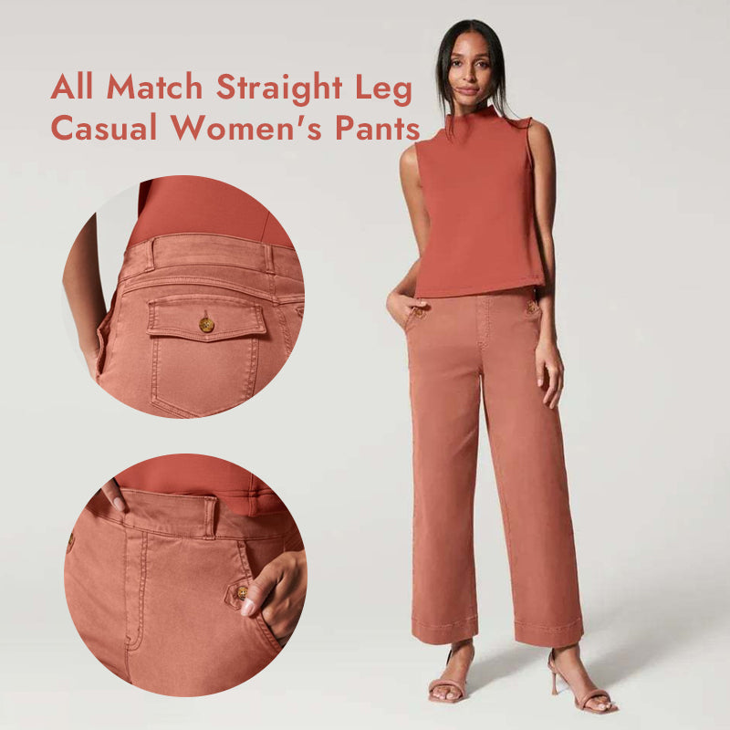 Pantalones casuales de mujer con pierna recta All Matc
