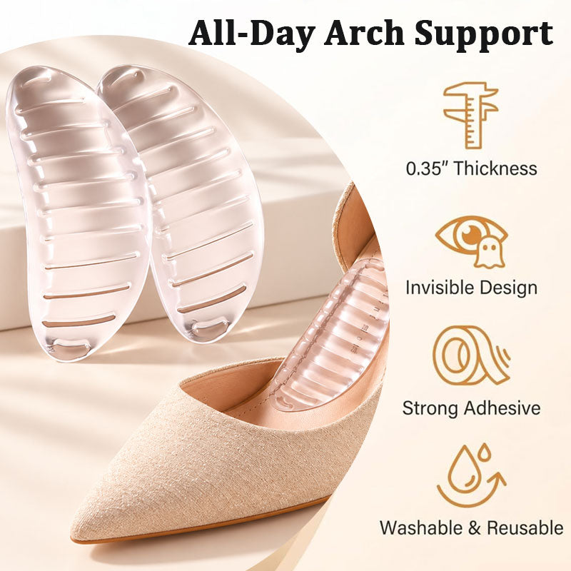 🦶☁️ Soportes de arco transparentes para la planta del pie – soporte discreto para tus pies en el uso diario
