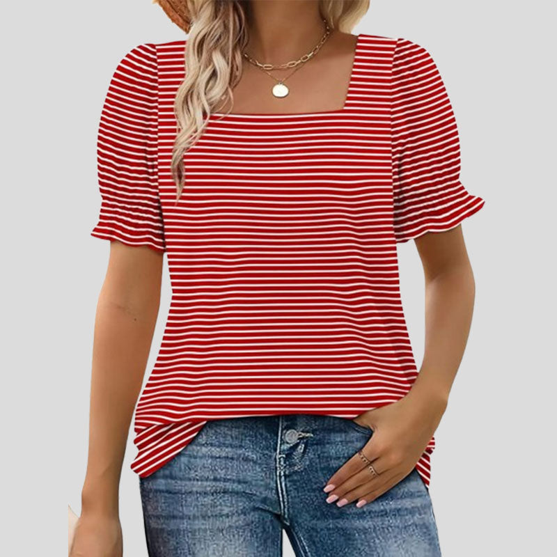 🌸Camiseta de manga pétalo con cuello en