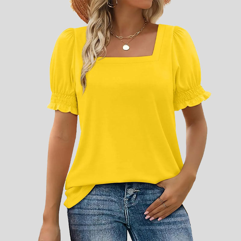 🌸Camiseta de manga pétalo con cuello en