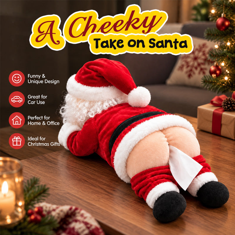 🎅 Funda para caja de pañuelos con el trasero del divertido Papá Noel 🍑
