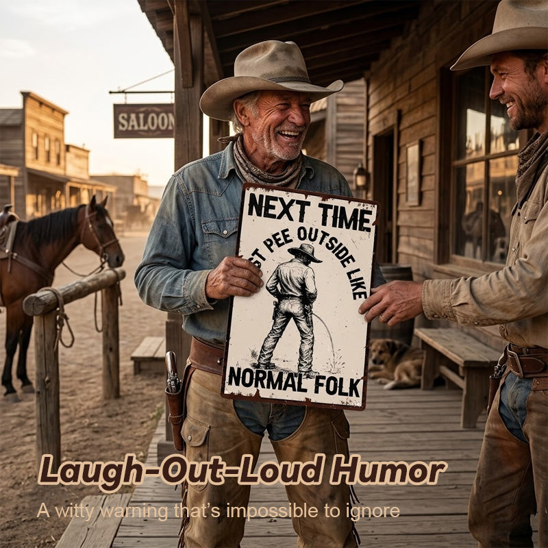 🤠Cartel metálico de un hombre orinando😆