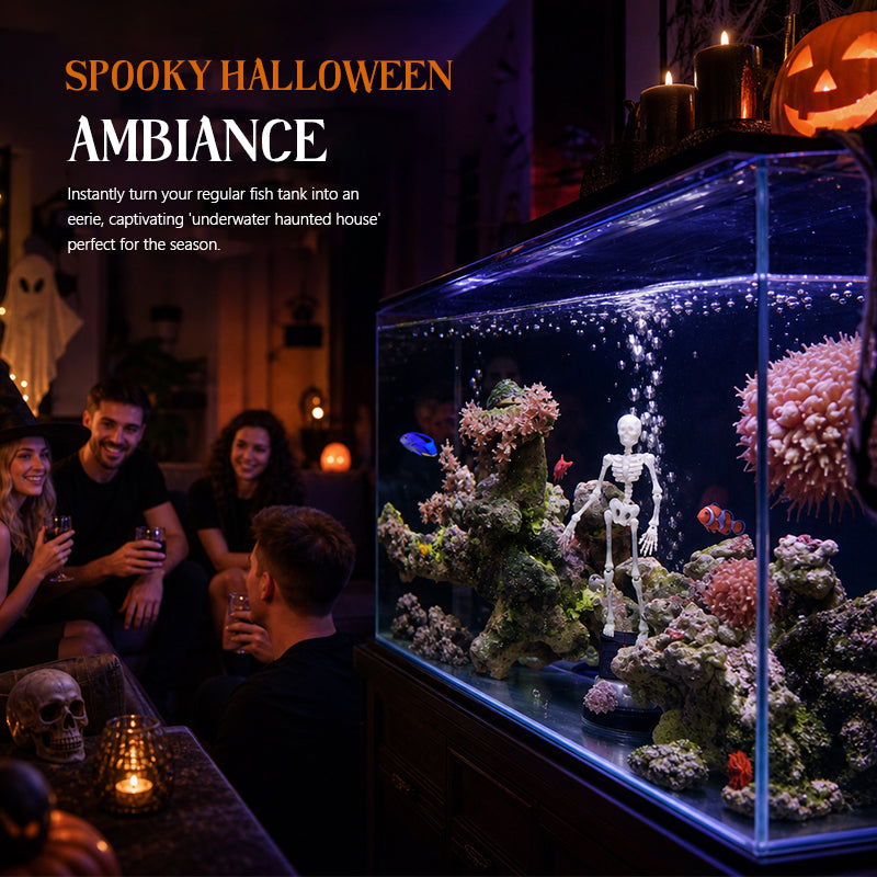 💀 Esqueleto Dinámico Halloween para Pecera, Decoración Accionada por Aire 🐠