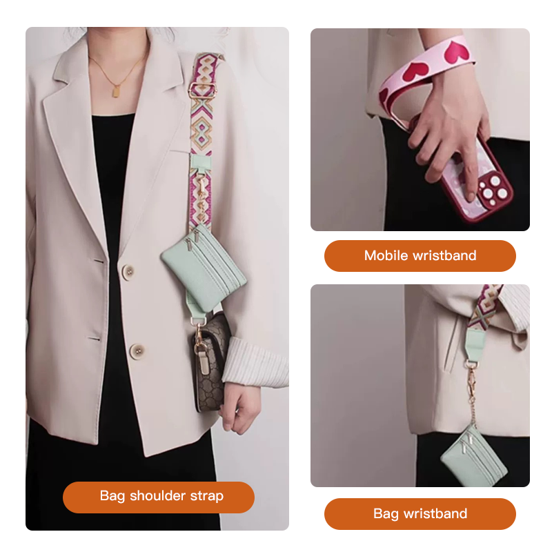 👜🚶‍♀️ Kombiner en stilig telefonrem med en lommebok med glidelås for å frigjøre hendene.