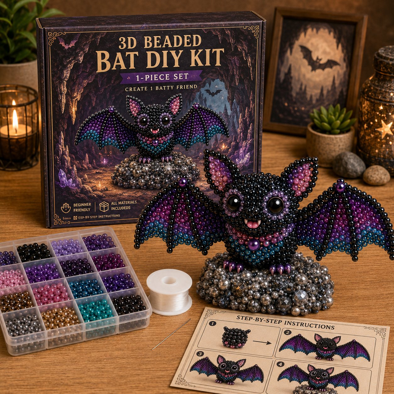 🧵✨ Kit de bricolaje de pequeños animales con cuentas 3D