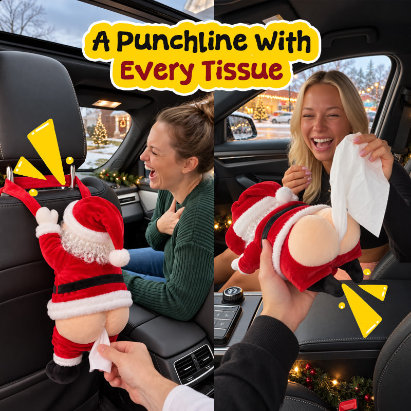 🎅 Funda para caja de pañuelos con el trasero del divertido Papá Noel 🍑