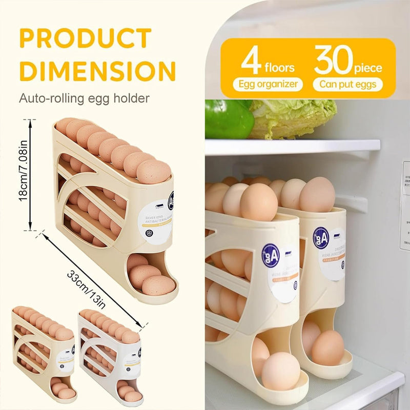 Almacenamiento de huevos rodante y práctico | Maximiza el espacio en la nevera✨