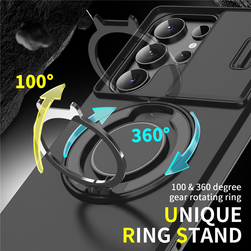 Caso blindado para Galaxy S Serie 🛡️ Protector deslizante de cámara y anillo 360° 🧲 Función magnética