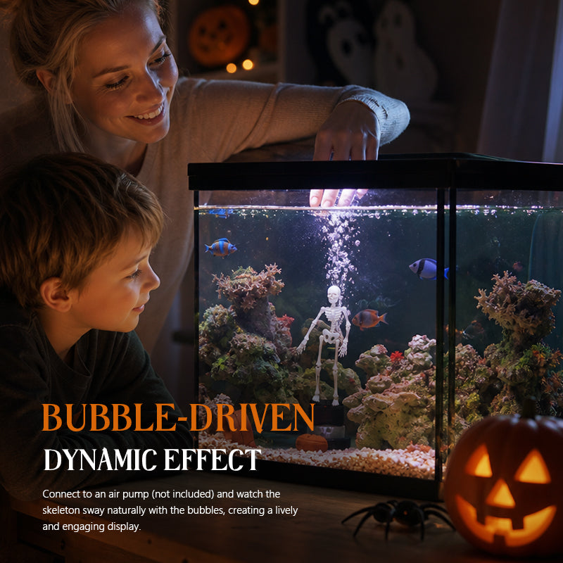 💀 Esqueleto Dinámico Halloween para Pecera, Decoración Accionada por Aire 🐠