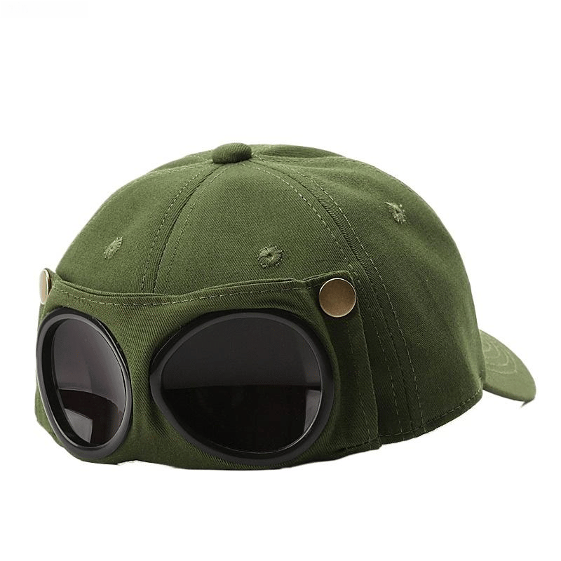 🤣 Gorra de béisbol estilo aviador — ¡Ranuras únicas para gafas de sol y detalles metálicos vintage! 🧢✨