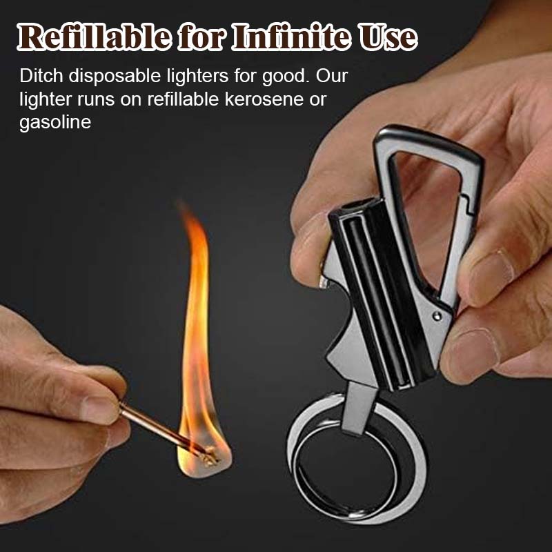 🔥 Multifunksjonell nøkkelringlighter - skyv for å tenne, stil for å bær