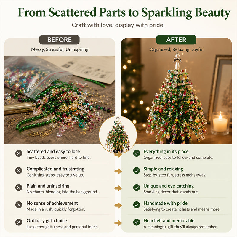 🎄✨ Kit de Árbol de Navidad de Cuentas DIY – 🎅 Crea tu Propia Decoración Navideña Brillante