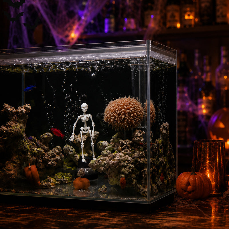 💀 Esqueleto Dinámico Halloween para Pecera, Decoración Accionada por Aire 🐠