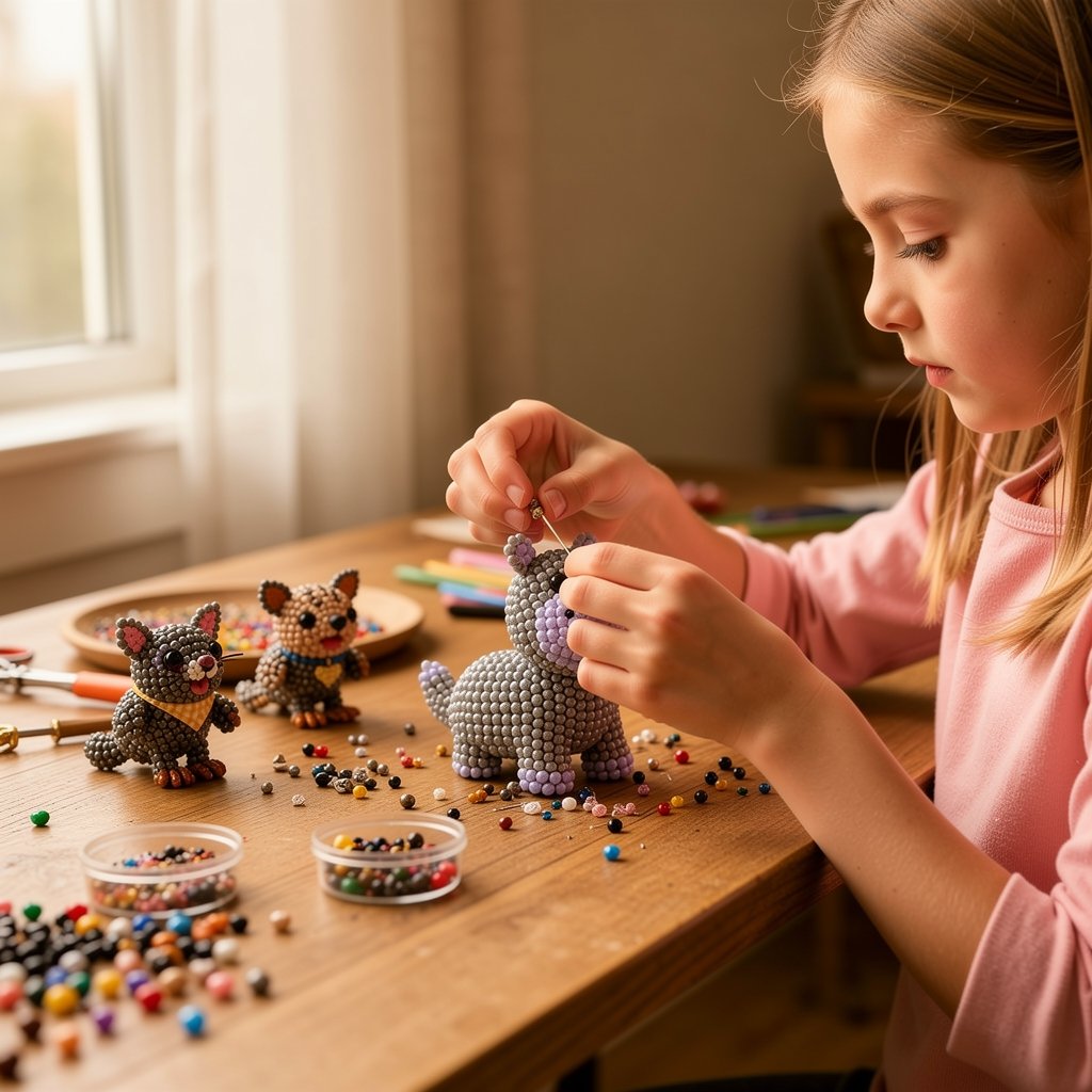 🧵✨ Kit de bricolaje de pequeños animales con cuentas 3D