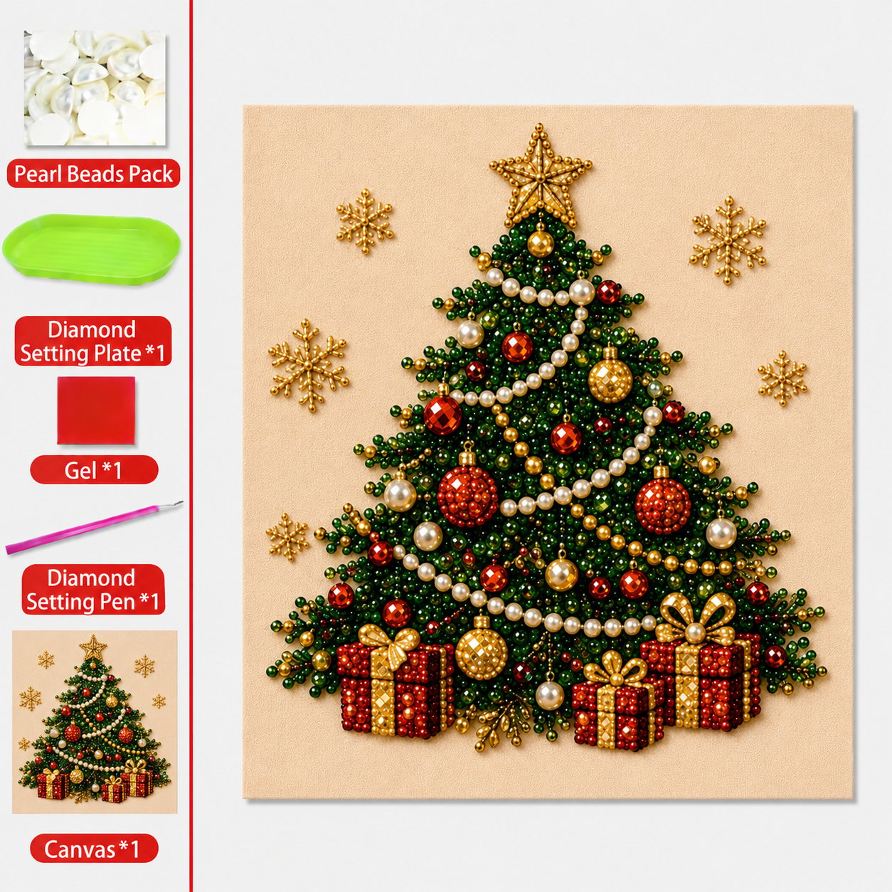 🧘Relajante y apto para principiantes - 🎨💎Kit de arte de pintura de diamantes con perlas navideña DIY