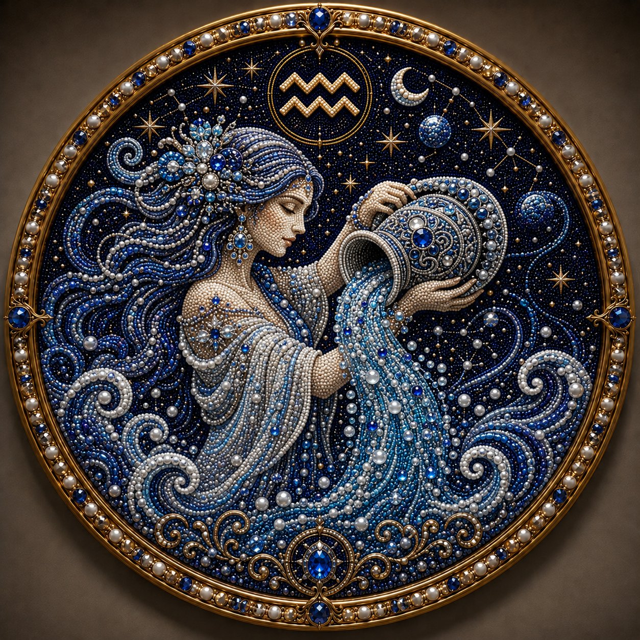 🌙 ¡Magia en tu pared! Arte de perlas zodiacal 3D de lujo para un hogar acogedor 🔮