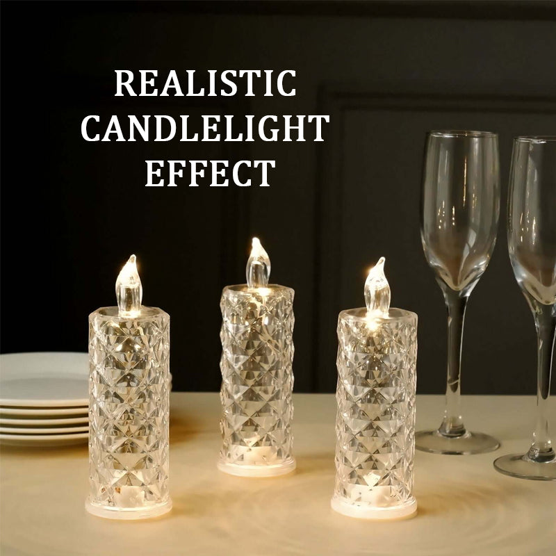 ✨ Crystal Rose Candle Light – Romantisk glød uten søl