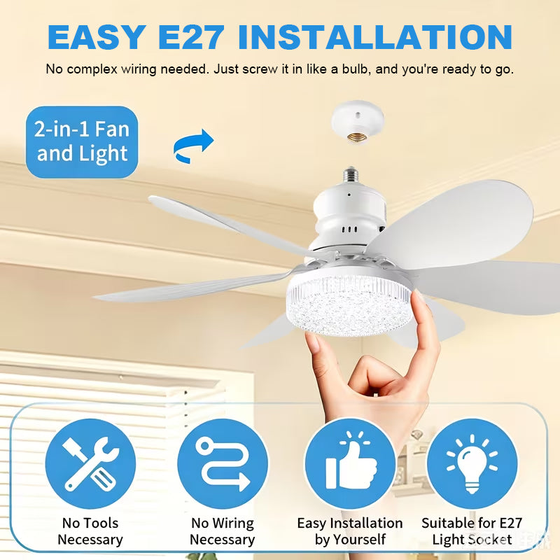 💡 Solución «Luz Ventiladora Inteligente»: ventilador de techo LED regulable con kit de montaje de fácil instalación 🌀