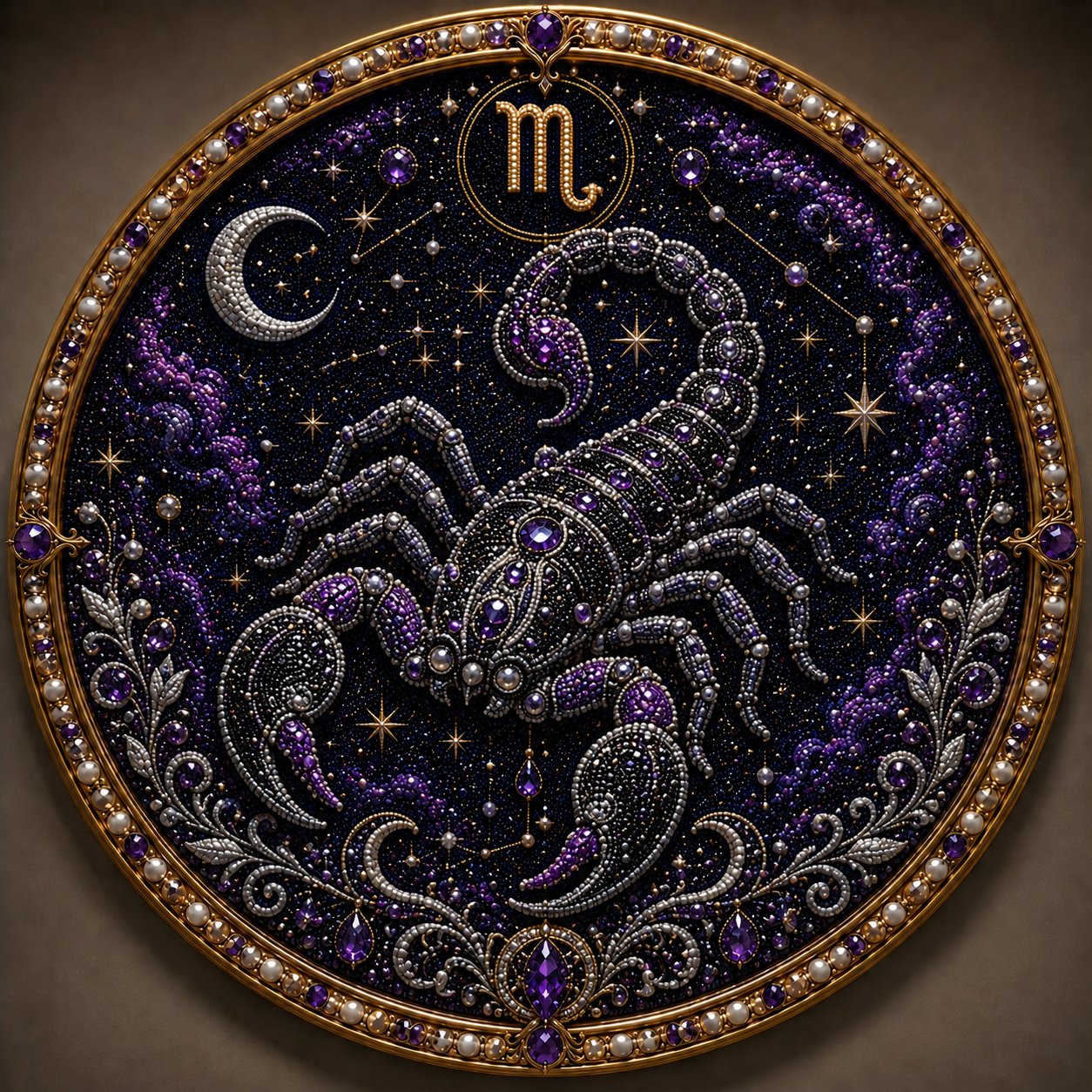 🌙 ¡Magia en tu pared! Arte de perlas zodiacal 3D de lujo para un hogar acogedor 🔮
