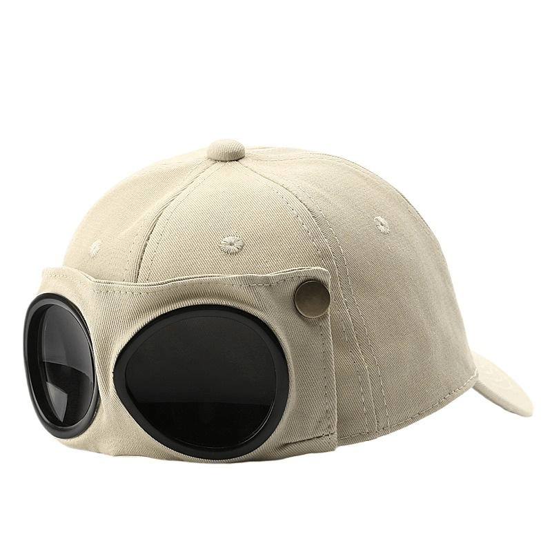 🤣 Gorra de béisbol estilo aviador — ¡Ranuras únicas para gafas de sol y detalles metálicos vintage! 🧢✨