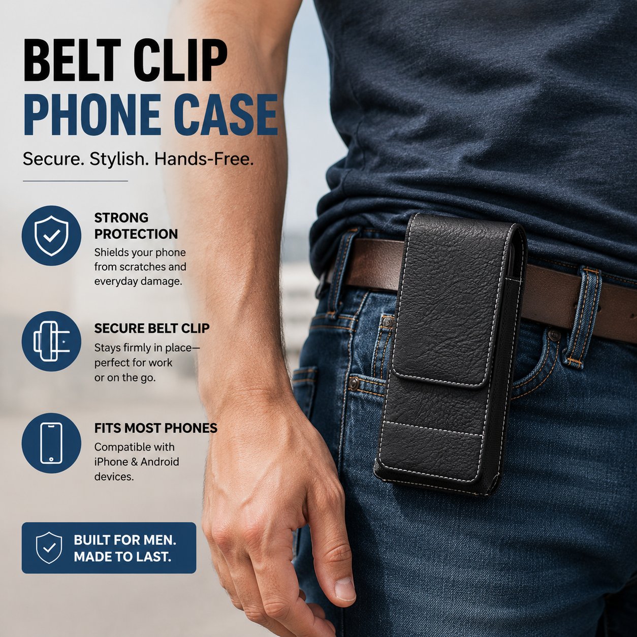 ⚡Gran Descuento | Funda Móvil para Cinturón 📱 Funda de Piel con Múltiples Bolsillos y Portatarjetas