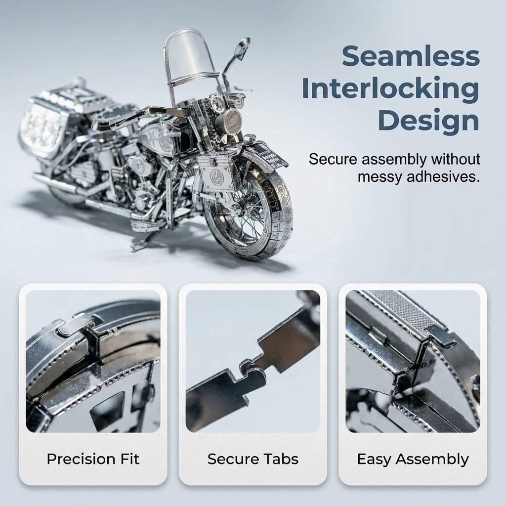 🔥SPECIALE AANBIEDING🔥Zilveren 3D-metalen motorfiets-bouwpuzzel