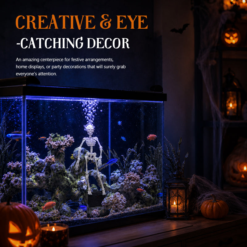 💀 Esqueleto Dinámico Halloween para Pecera, Decoración Accionada por Aire 🐠