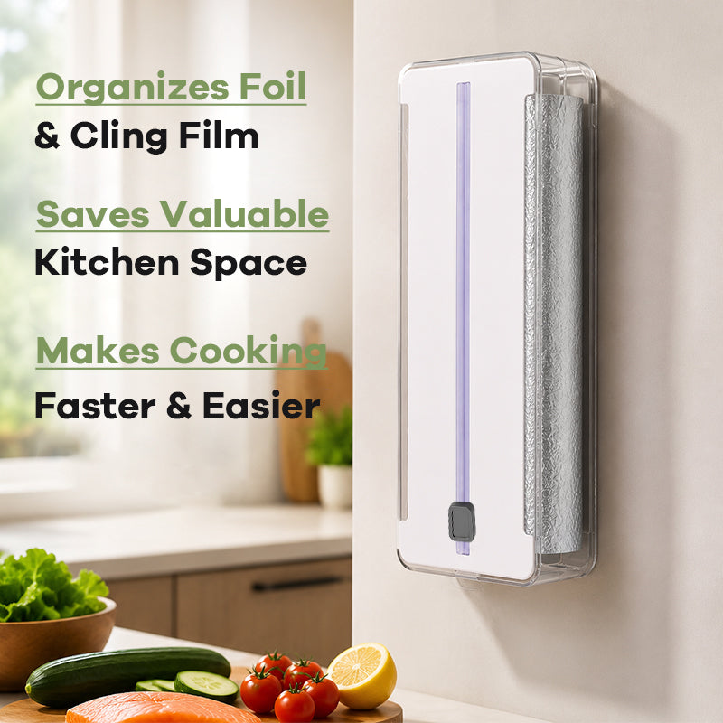 ✨ Cortadora Premium y Organizador de Cocina – Para Film Plástico y Papel de Aluminio