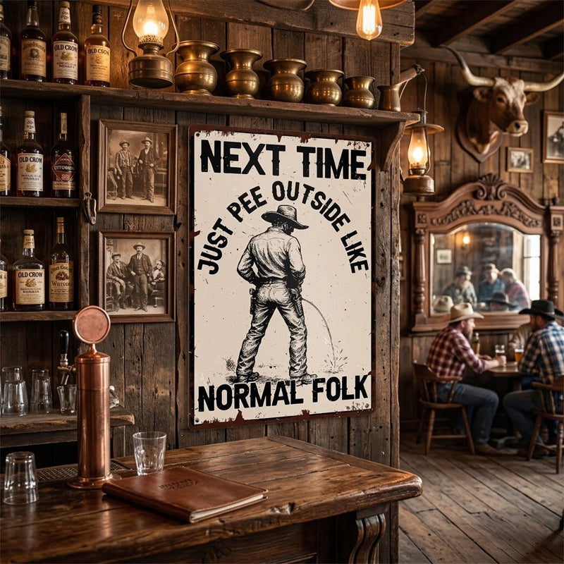 🤠Cartel metálico de un hombre orinando😆